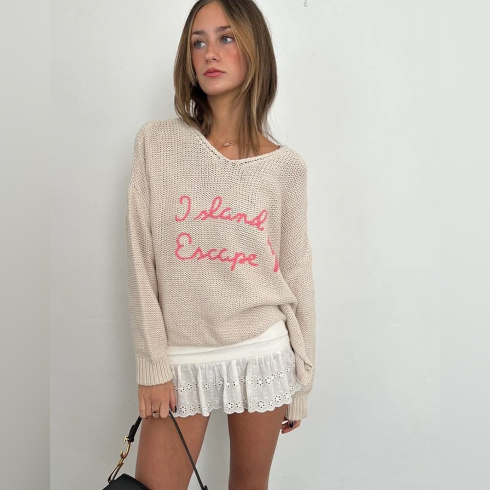Vintage Havana Island Escape Embroidered Knit Sweater